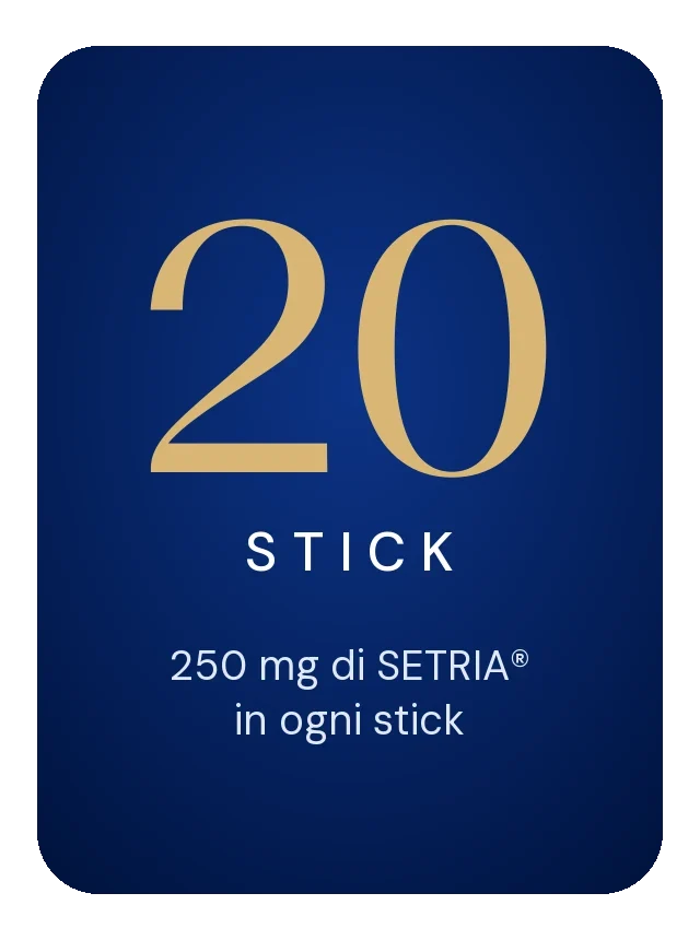 Glutatione SETRIA®: 250 mg in ognuno dei 20 stick orosolubili di Glutathione
